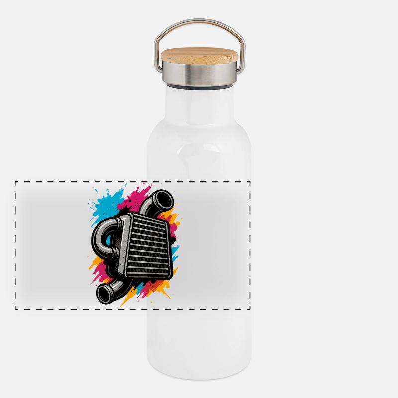 Neon Intercooler, Turbo Tuning Shirt Panoramic Thermal Bottle with Bamboo Lid