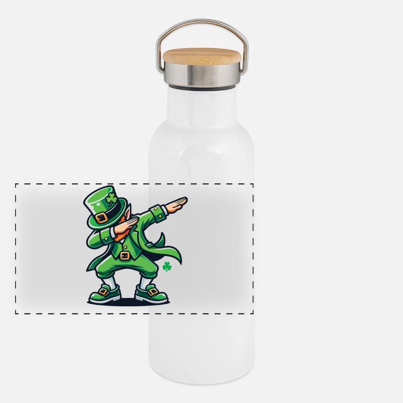 Les pitreries de Leprechaun Dab : la Saint-Patrick Gourde isotherme avec bouchon en bambou