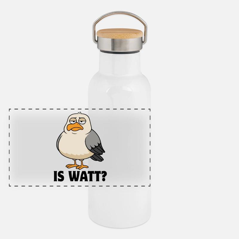 Möwe - Is Watt? - Nordsee - Geschenk Panorama Thermosflasche mit Bambusdeckel