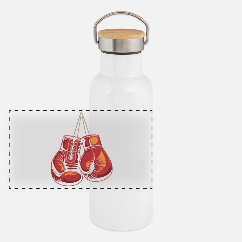 Rote Boxhandschuhe Illustration Panorama Thermosflasche mit Bambusdeckel