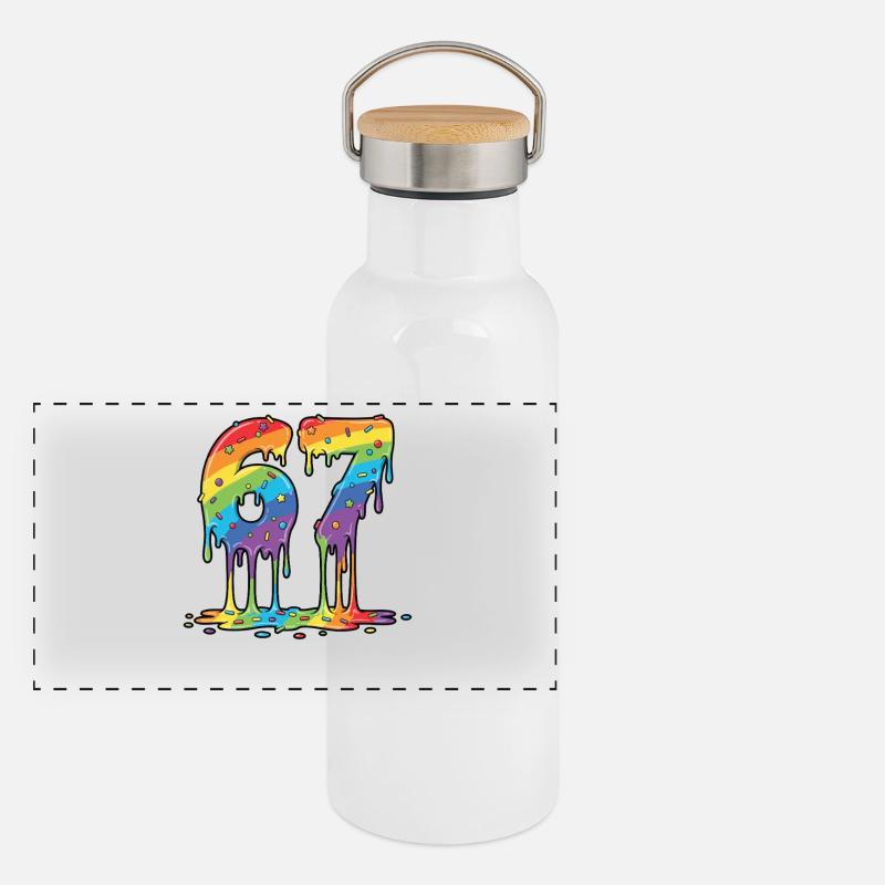 Rainbow 67 Meme-Feier Panorama Thermosflasche mit Bambusdeckel