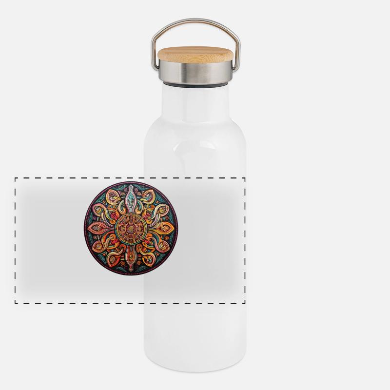 Spectre Mandala Kaléidoscope Gourde isotherme avec bouchon en bambou
