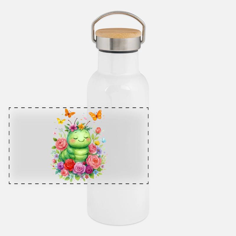 Caterpillar Butterfly Panoramic Thermal Bottle with Bamboo Lid
