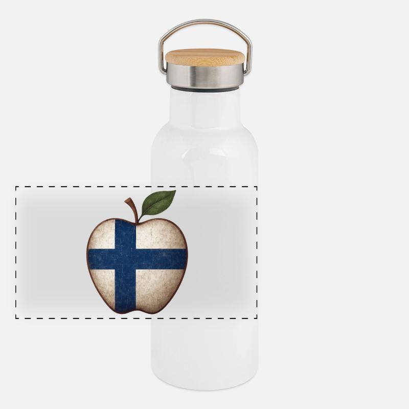 Finnland Panorama Thermosflasche mit Bambusdeckel
