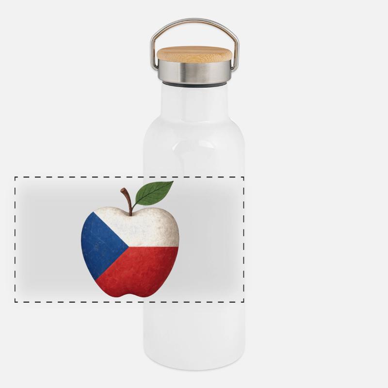 Czechia - Panoramic Thermal Bottle with Bamboo Lid - white