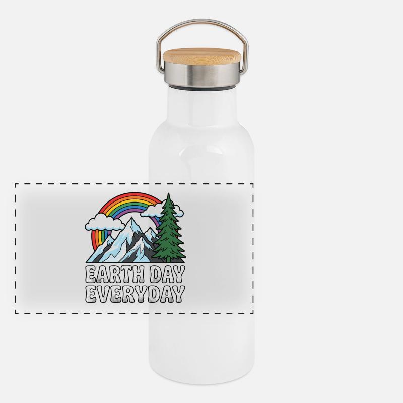 Earth Day Everyday Rainbow Mountain Nature  Panoramic Thermal Bottle with Bamboo Lid
