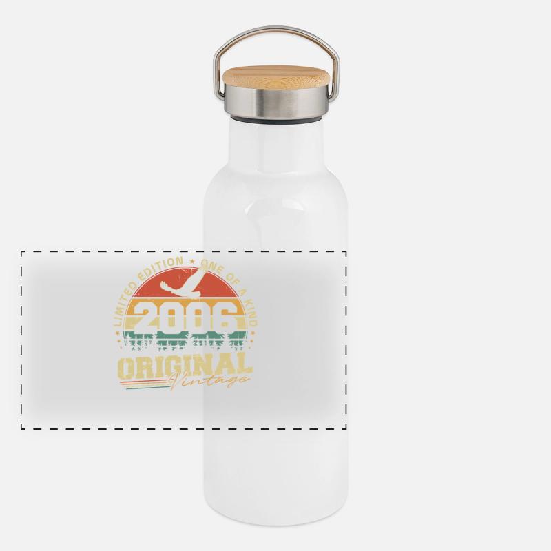 Anniversaire original Vintage 2006 Né Rétro Gourde isotherme avec bouchon en bambou
