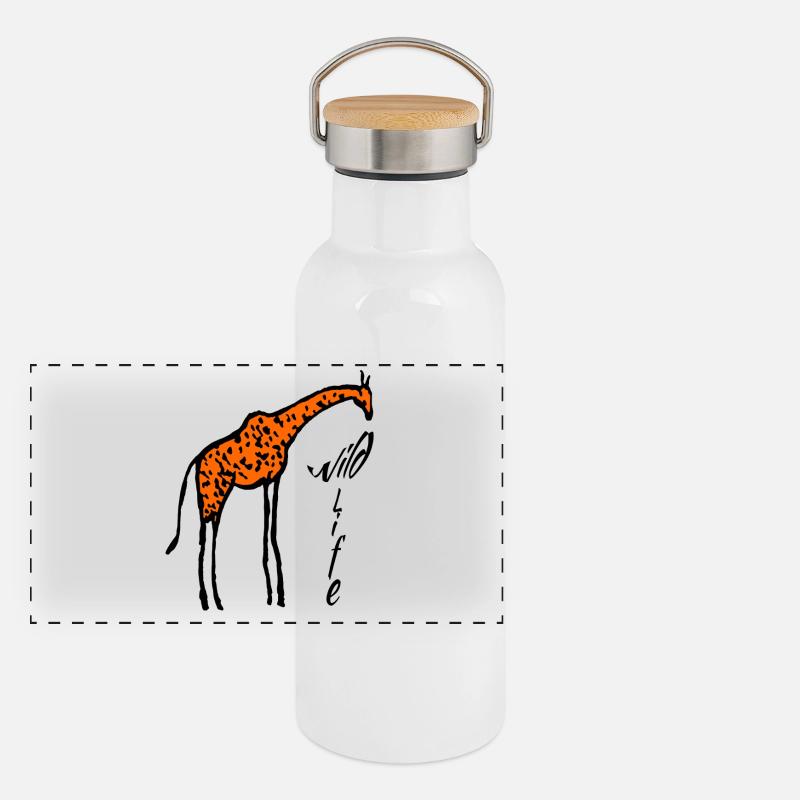 Giraffentiere Panorama Thermosflasche mit Bambusdeckel