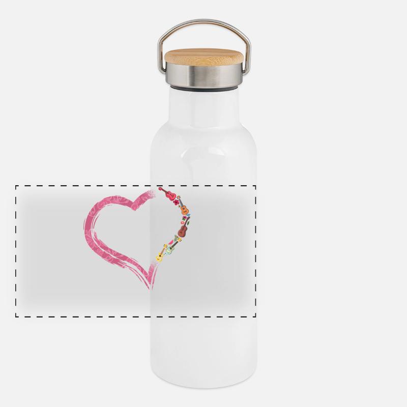 Hawaiian Ukulele Uke Heart Panoramic Thermal Bottle with Bamboo Lid