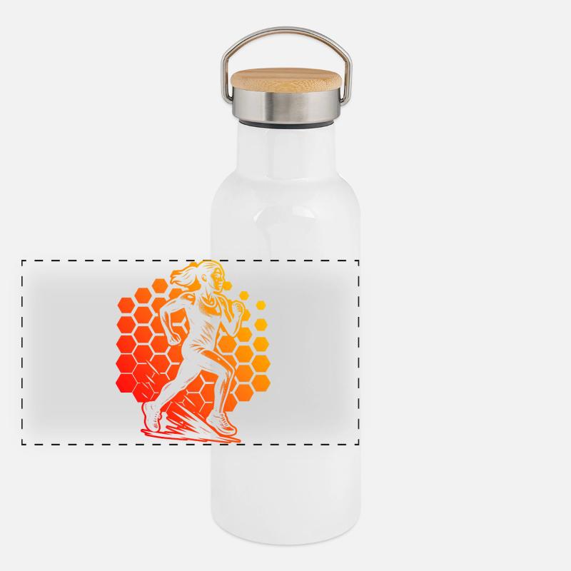 Motif emblématique de la course Gourde isotherme avec bouchon en bambou