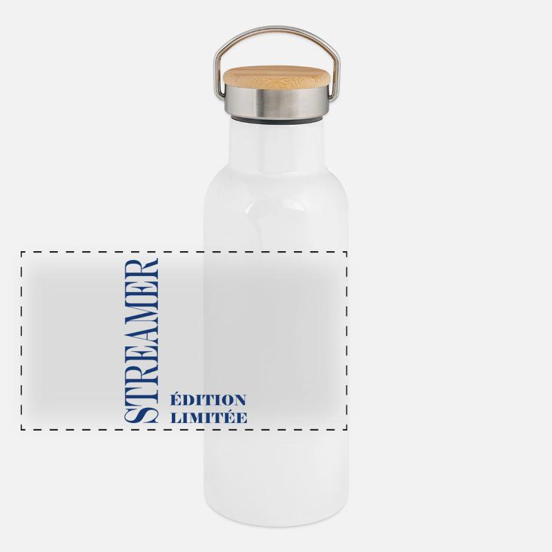 Limited Edition Blue Serif streamer Panoramic Thermal Bottle with Bamboo Lid