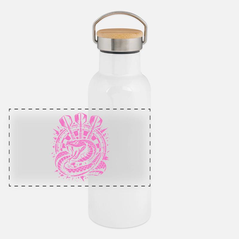 Darts | Rattle the Board , Klapperschlange Panorama Thermosflasche mit Bambusdeckel
