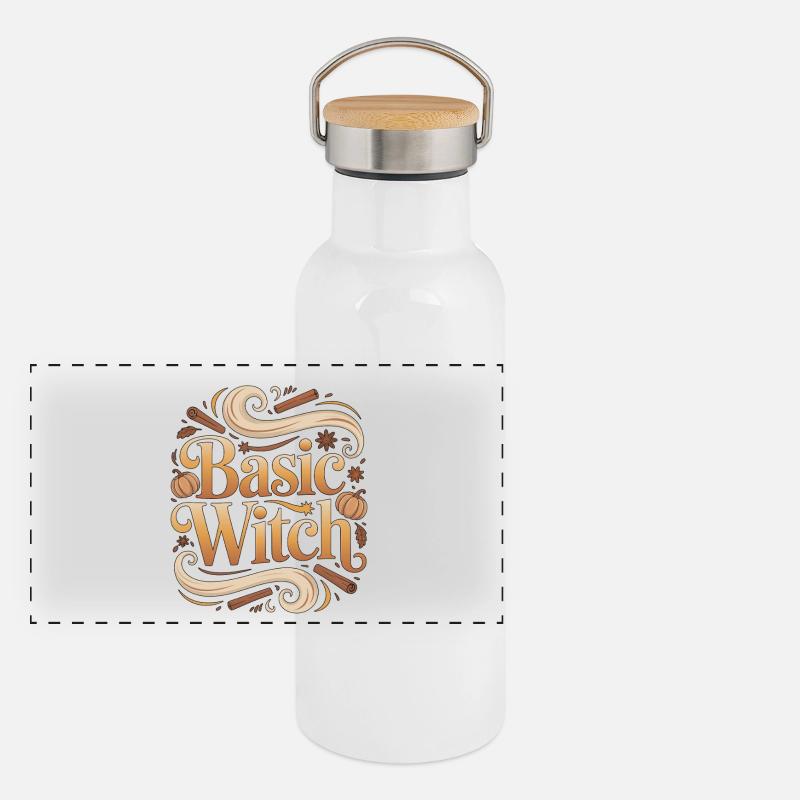 Witchcraft Basic Witch Loves Tarot Reading Wicca Panorama Thermosflasche mit Bambusdeckel