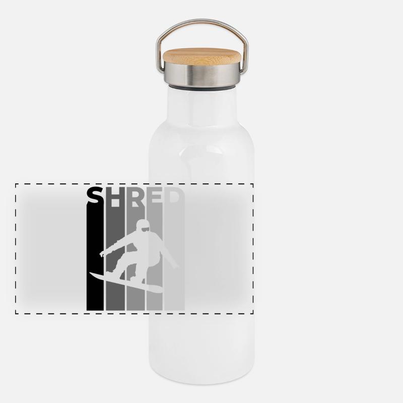 SHRED Snowboarder – Snowboard Saying & Action Panoramic Thermal Bottle with Bamboo Lid