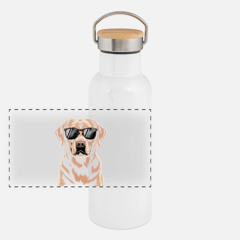 Brauner Labrador  Panorama Thermosflasche mit Bambusdeckel