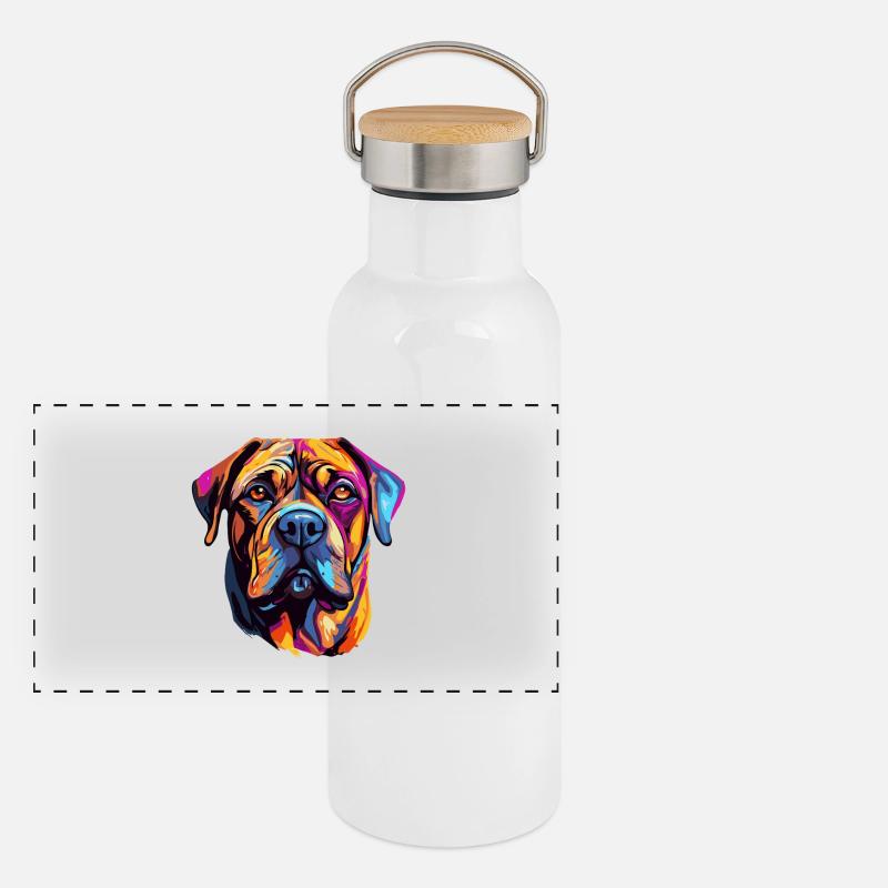 Kaleidoscope Dog Portrait Panoramic Thermal Bottle with Bamboo Lid