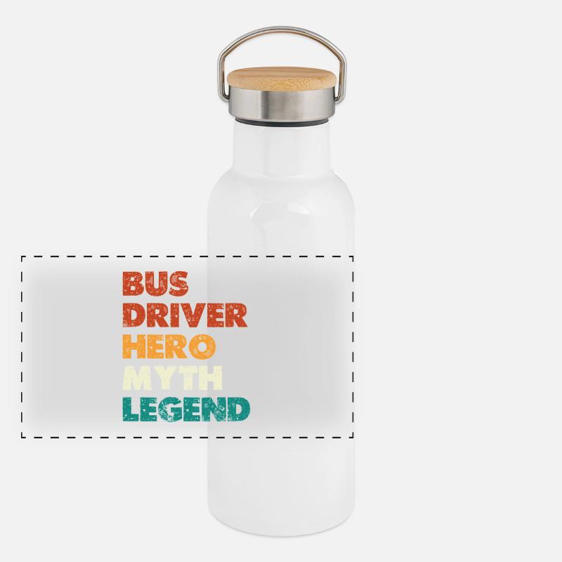Busfahrer Held Mythos Legende Panorama Thermosflasche mit Bambusdeckel