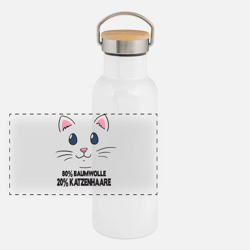 Katze Katzenhalter Katzen Spruch Geschenk Katzenli Panorama Thermosflasche mit Bambusdeckel