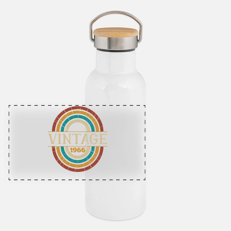 Vintage Geburtstagsgeschenk 1966 Retro Geboren 1966 Panorama Thermosflasche mit Bambusdeckel