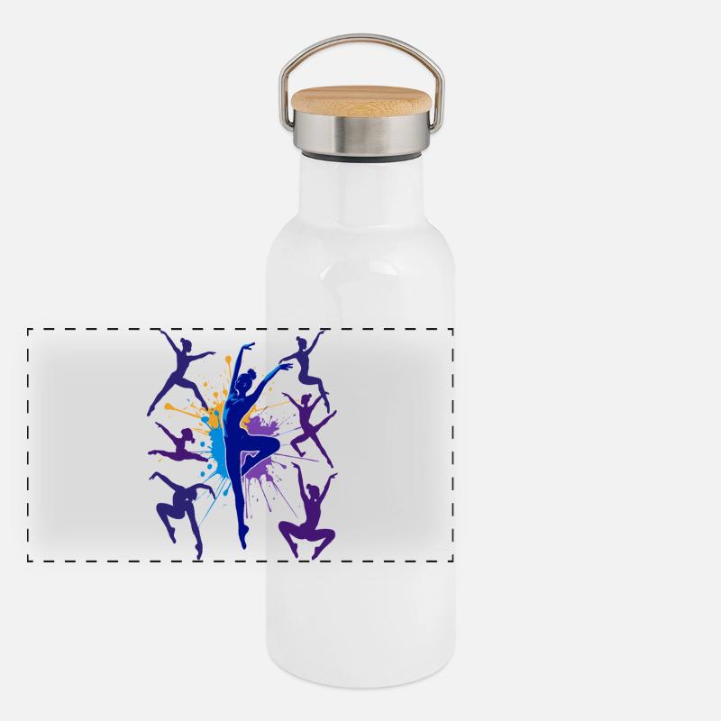 Gymnastics Gymnastics Acrobatics Artistic Gymnastics - Panoramic Thermal Bottle with Bamboo Lid - white