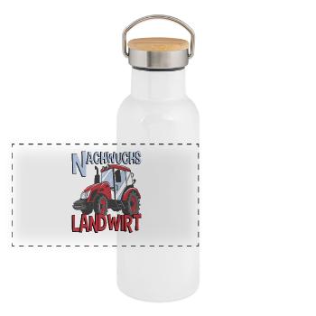 Landwirt Kinder Outfits Traktor Trecker Jungbauer - Panorama Thermosflasche mit Bambusdeckel - Weiß - Vorne