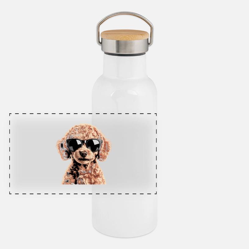 Brauner Toypudel Panorama Thermosflasche mit Bambusdeckel
