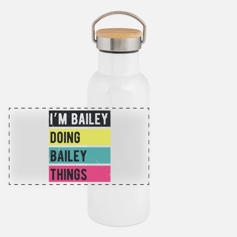 Ich bin Bailey und mache Bailey Things Retro Colors Panorama Thermosflasche mit Bambusdeckel