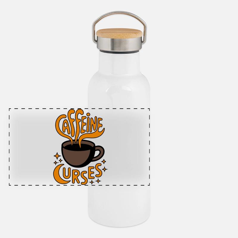Caffeine Curves Kaffee-Logo Panorama Thermosflasche mit Bambusdeckel