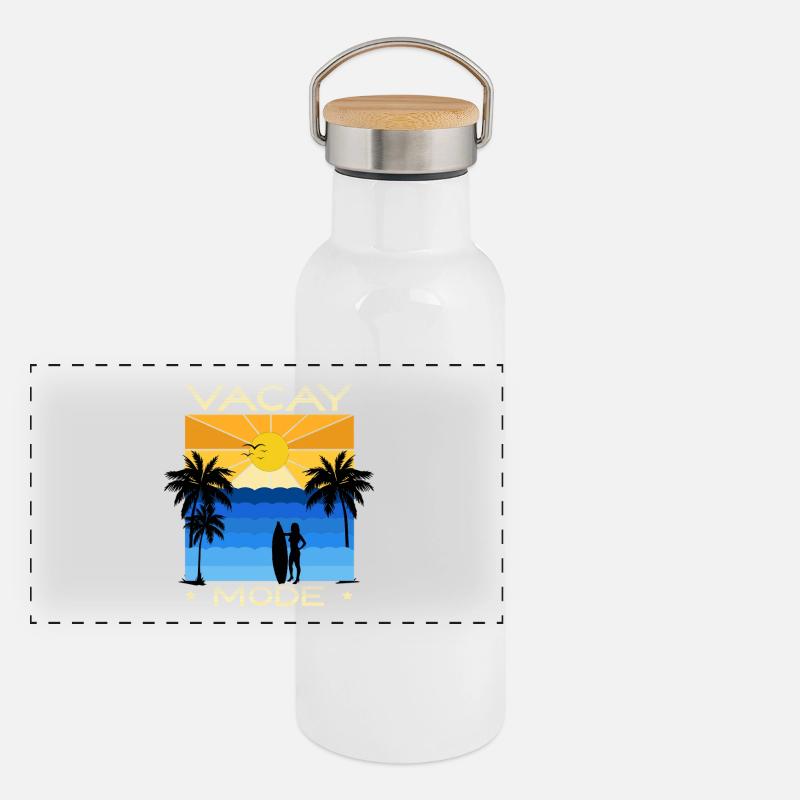 Fun holiday & surfer design Panoramic Thermal Bottle with Bamboo Lid