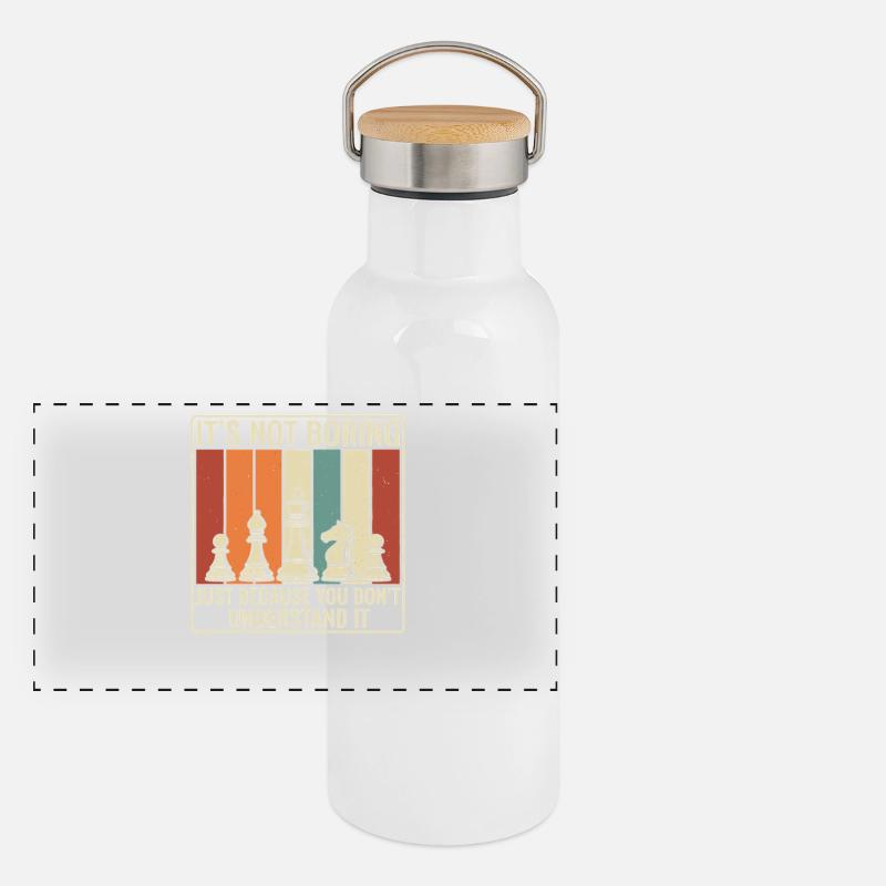 Chess is not boring – Retro Strategy Desi Panoramic Thermal Bottle with Bamboo Lid
