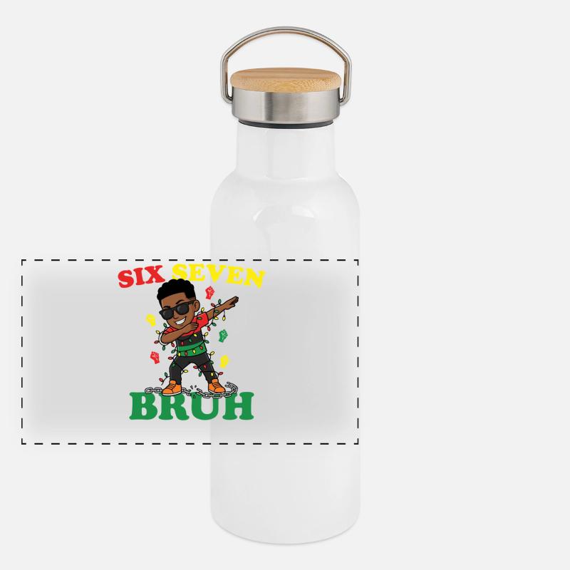 Six Seven Bruh Dabbing Juneteenth Boy Afro Boys Panorama Thermosflasche mit Bambusdeckel