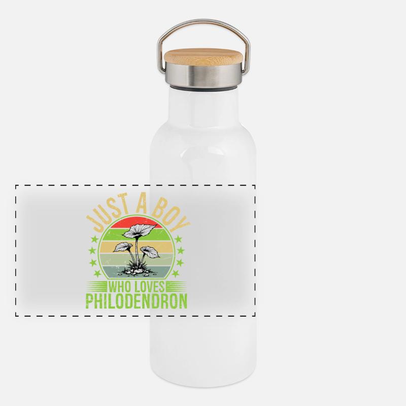 Juste un garçon qui aime la plante de philodendrons Gourde isotherme avec bouchon en bambou