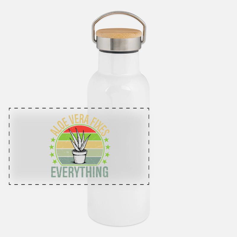 Aloe Vera Fixes Everything Funny Succulent Gard Panoramic Thermal Bottle with Bamboo Lid
