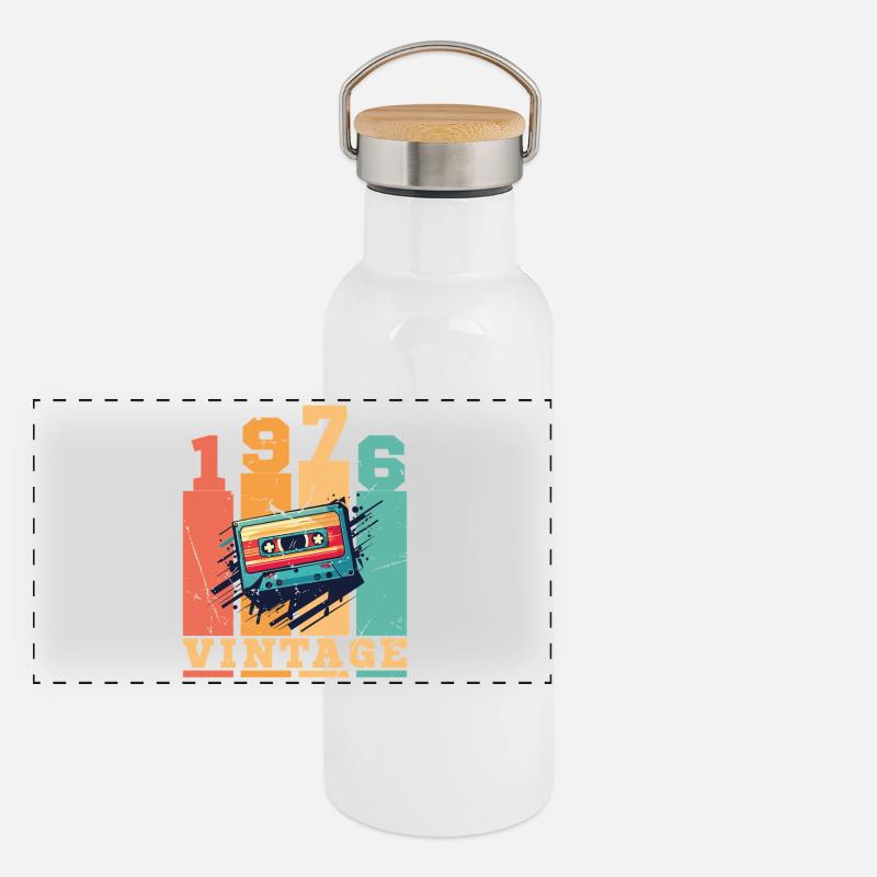 1976 Vintage Retro Geburtstagsgeschenk Panorama Thermosflasche mit Bambusdeckel