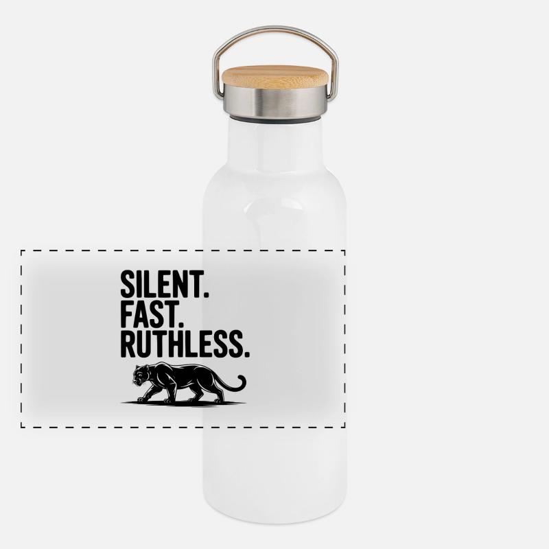 Leise. Schnell. Rücksichtslos. Panorama Thermosflasche mit Bambusdeckel