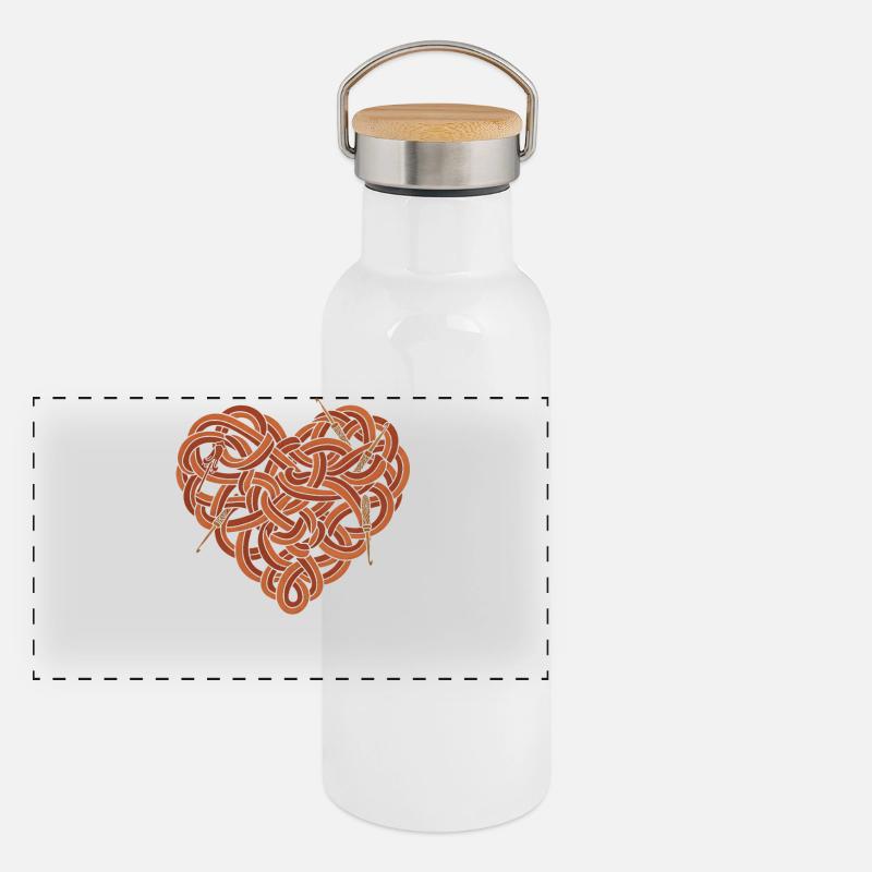 Crochet Lover Heart Yarn Hooks Funny Crochet Panoramic Thermal Bottle with Bamboo Lid