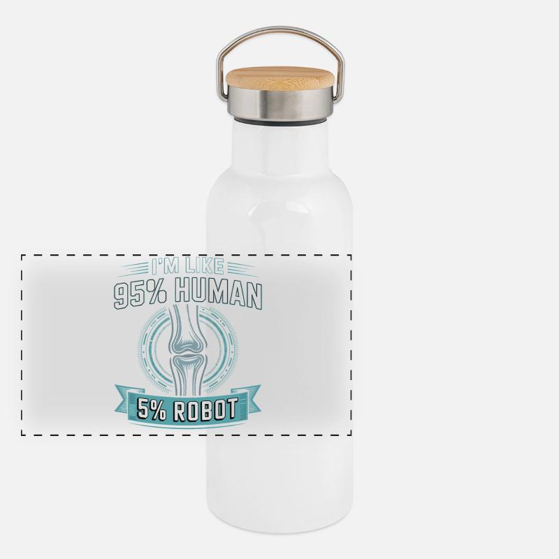 95% human, 5% robot Panoramic Thermal Bottle with Bamboo Lid
