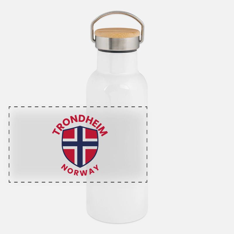 Trondheim Norway Shield Panoramic Thermal Bottle with Bamboo Lid