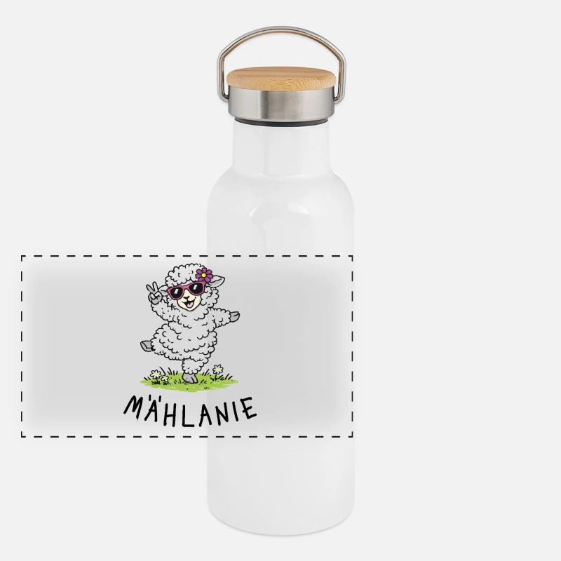 Mählanie – Mouton mouton dansant avec un jeu de mots Gourde isotherme avec bouchon en bambou