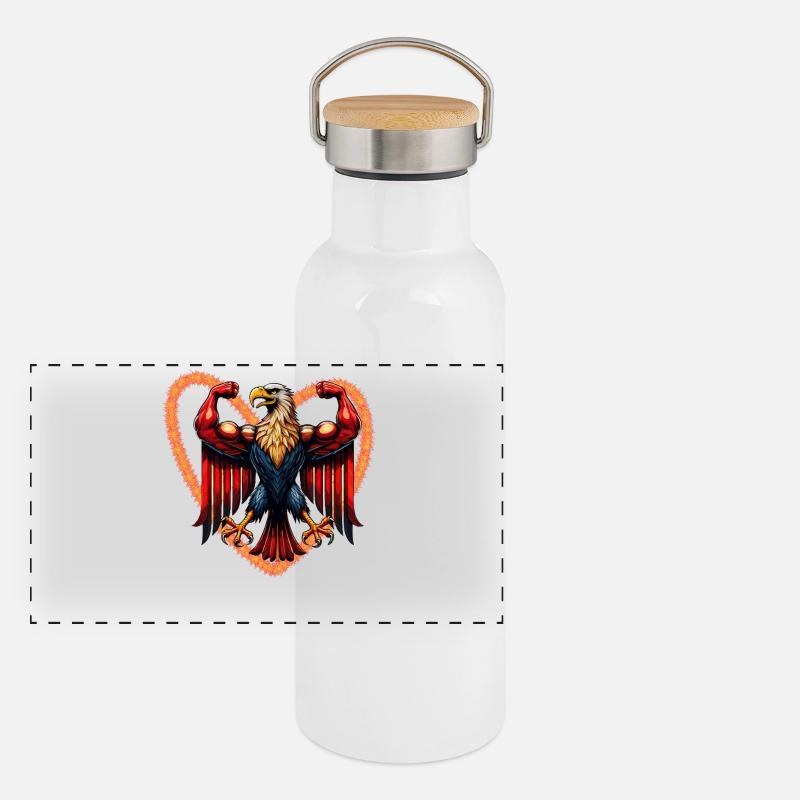 ADLER Herz Panorama Thermosflasche mit Bambusdeckel