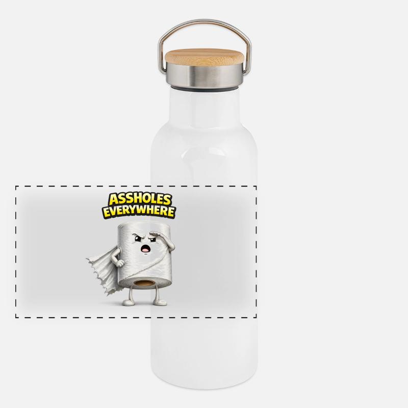 Assholes Everywhere 3D Humor Design Panoramic Thermal Bottle with Bamboo Lid