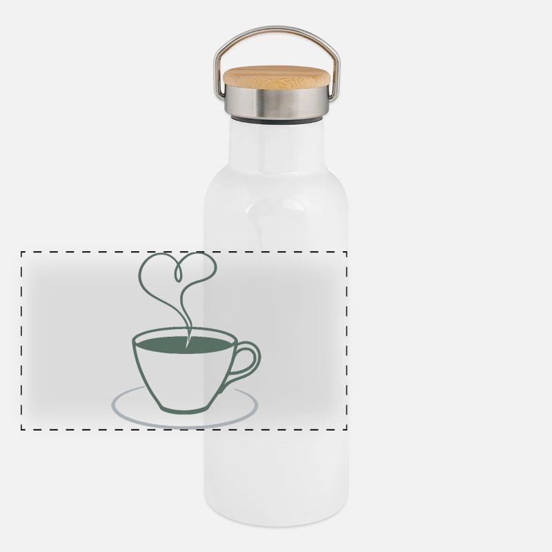 Herzdampf Kaffee Illustration Panorama Thermosflasche mit Bambusdeckel