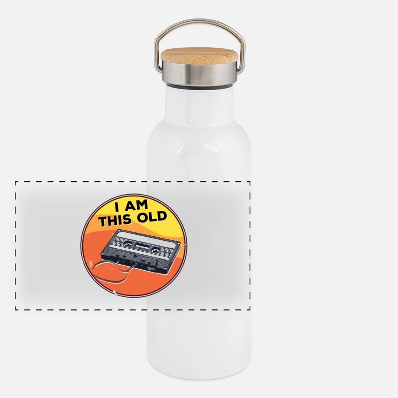 I am this old floppy disk 80s retro Panoramic Thermal Bottle with Bamboo Lid