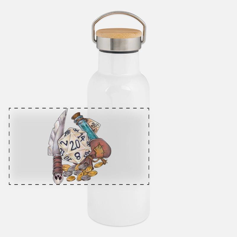 RPG Tabletop D20 Dice Gift Thief Robbery Panoramic Thermal Bottle with Bamboo Lid