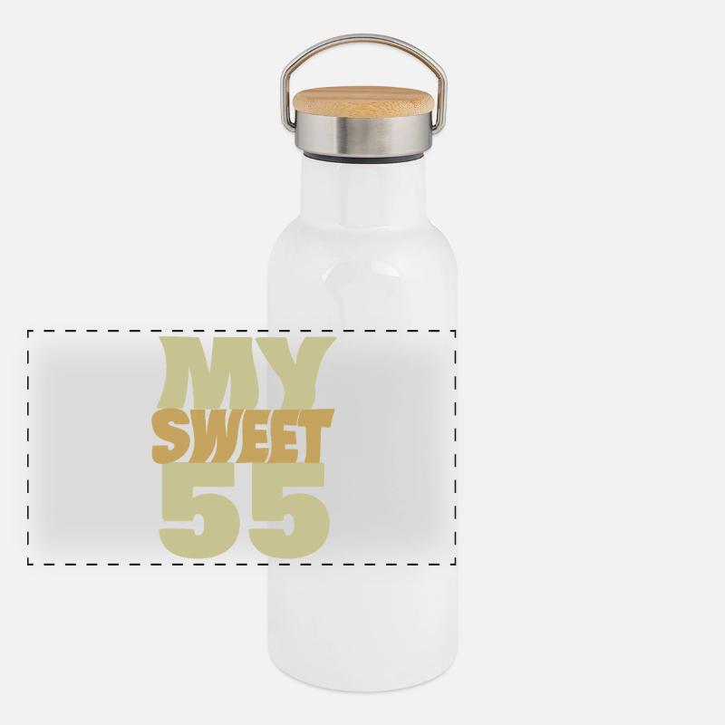 Geburtstag 55 Panorama Thermosflasche mit Bambusdeckel