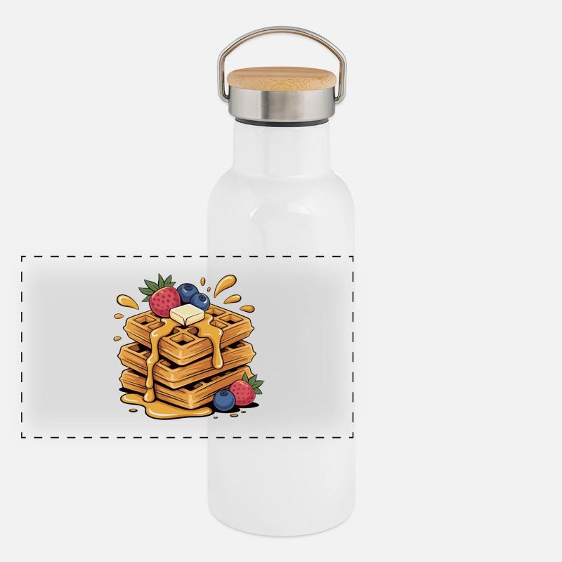 Die Waffeln Panorama Thermosflasche mit Bambusdeckel