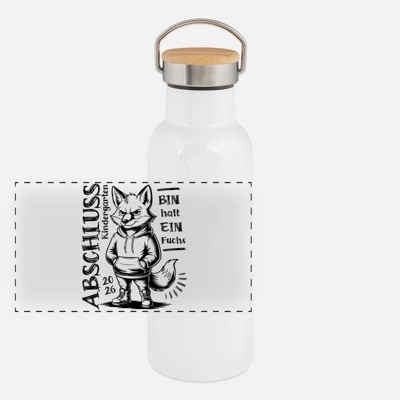 Abschluss 2026 Kindergarten - Bin halt ein Fuchs Panorama Thermosflasche mit Bambusdeckel