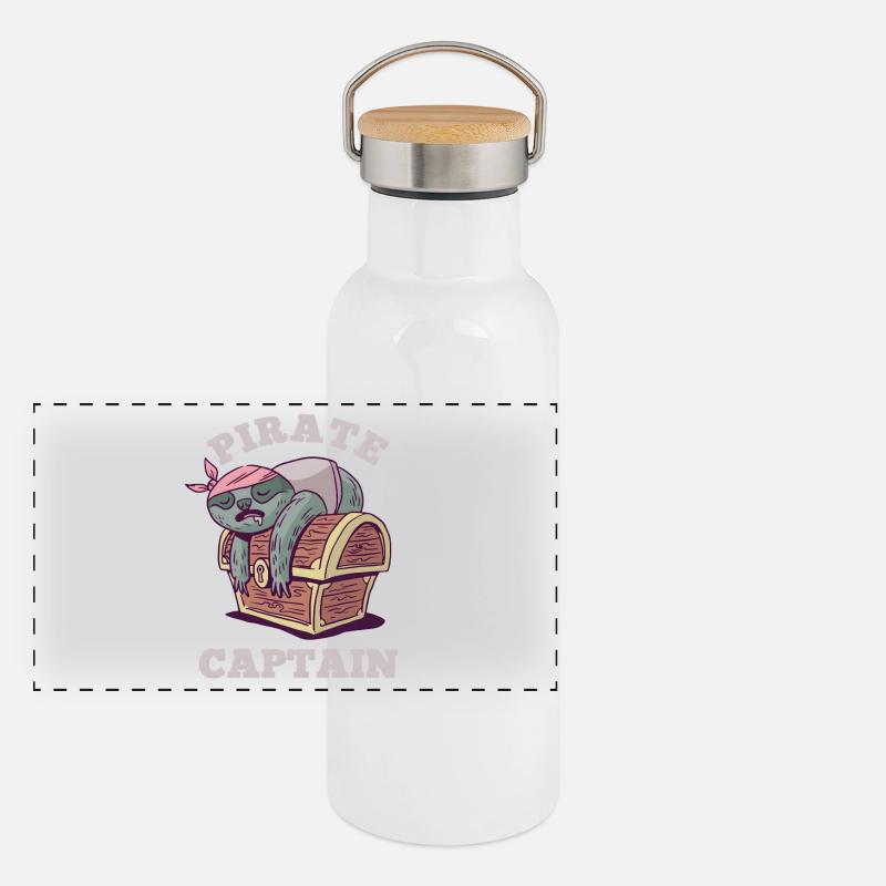 Pirate Captain Sloth – Sleepy Treasure Panoramic Thermal Bottle with Bamboo Lid