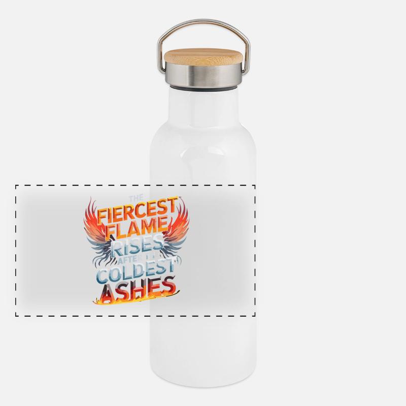  The Fiercest Flame Rises After The Coldest Ashes Panorama Thermosflasche mit Bambusdeckel