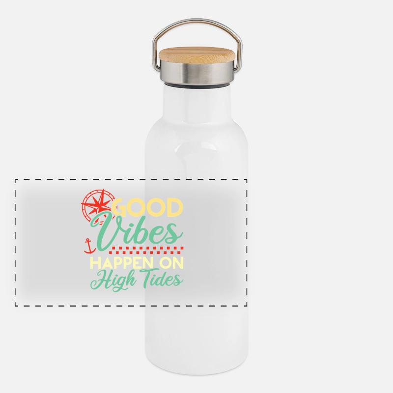 Bonnes vibrations à marée haute Gourde isotherme avec bouchon en bambou